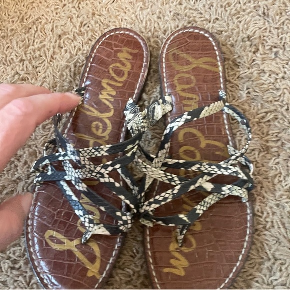 Sam Edelman Georgette Slide Sandal Flats Leather Snake Print Women’s Size 9 EUC - Picture 4 of 9